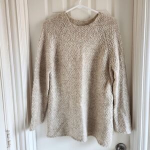 Laura Ashley Mohair Cotton Blend Mock Neck Tan Sweater Made In Italy Size Small